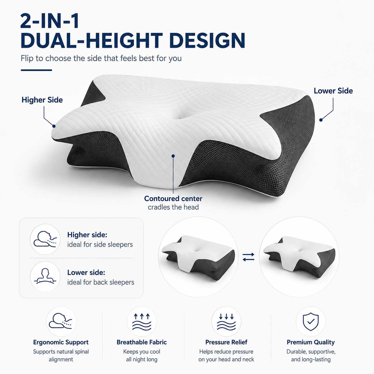 2-in-1 Ergonomic Neck Pillow for Ultimate Comfort