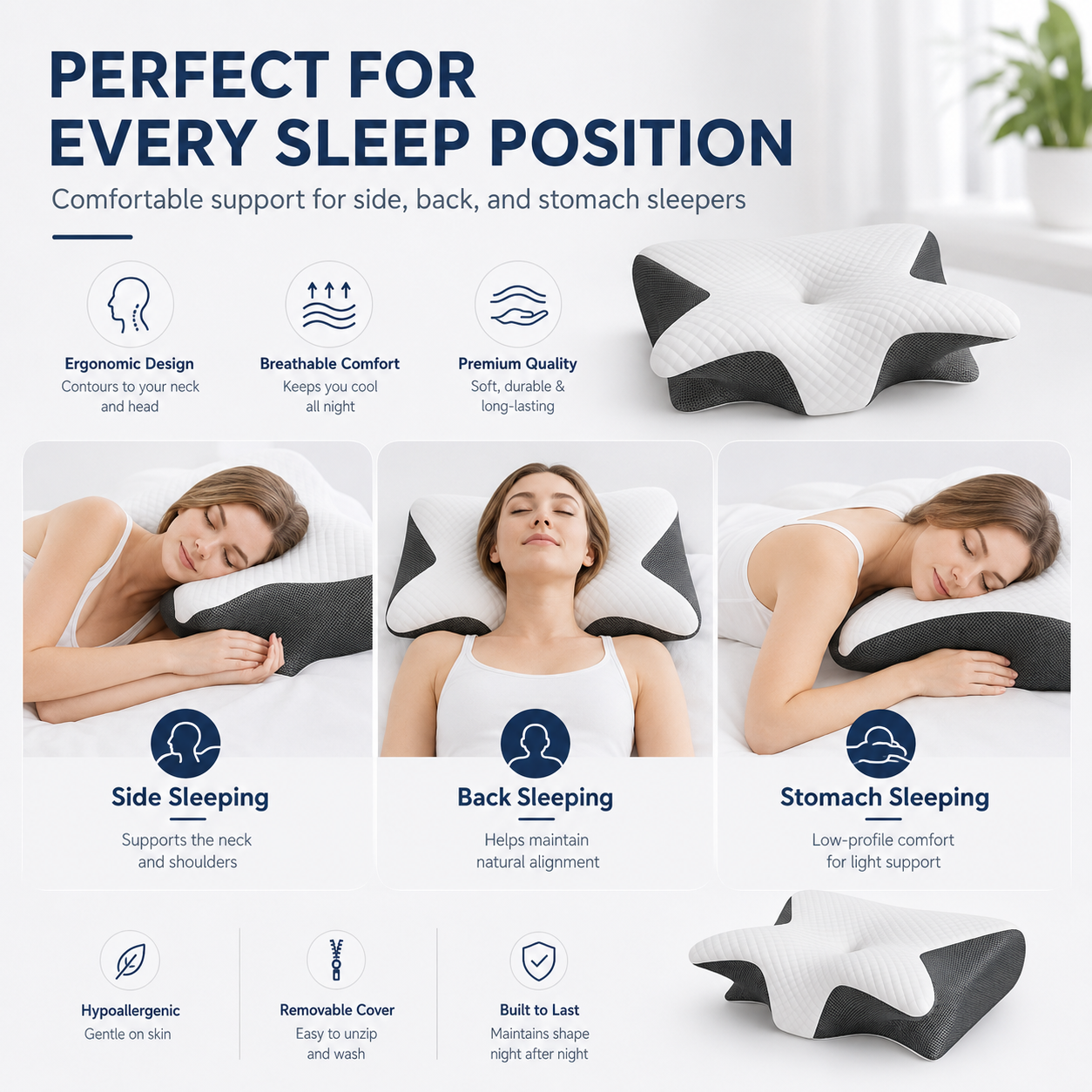 2-in-1 Ergonomic Neck Pillow for Ultimate Comfort
